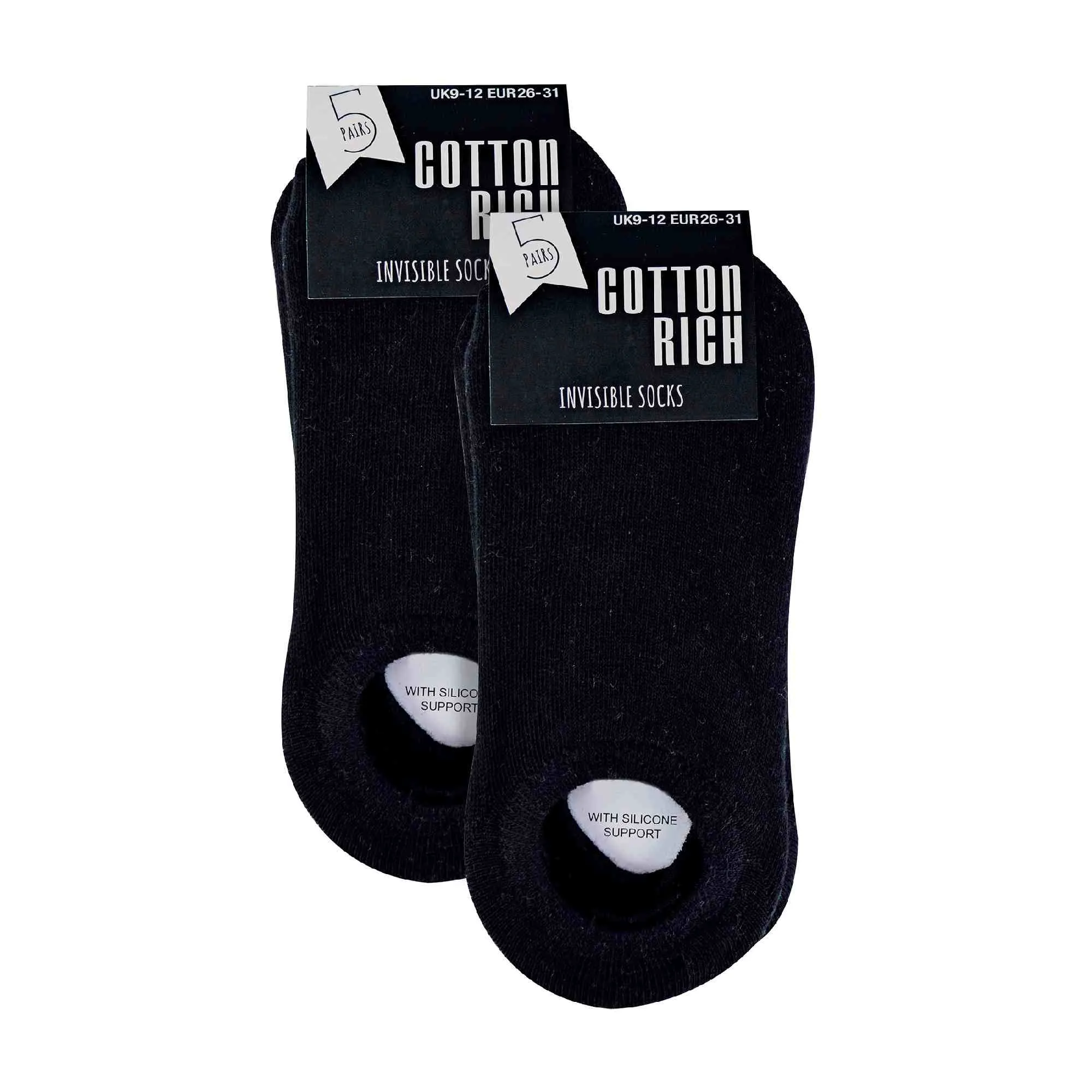 10 Pack Girls & Boys No Show Invisible Cotton Rich Socks (3 Sizes)
