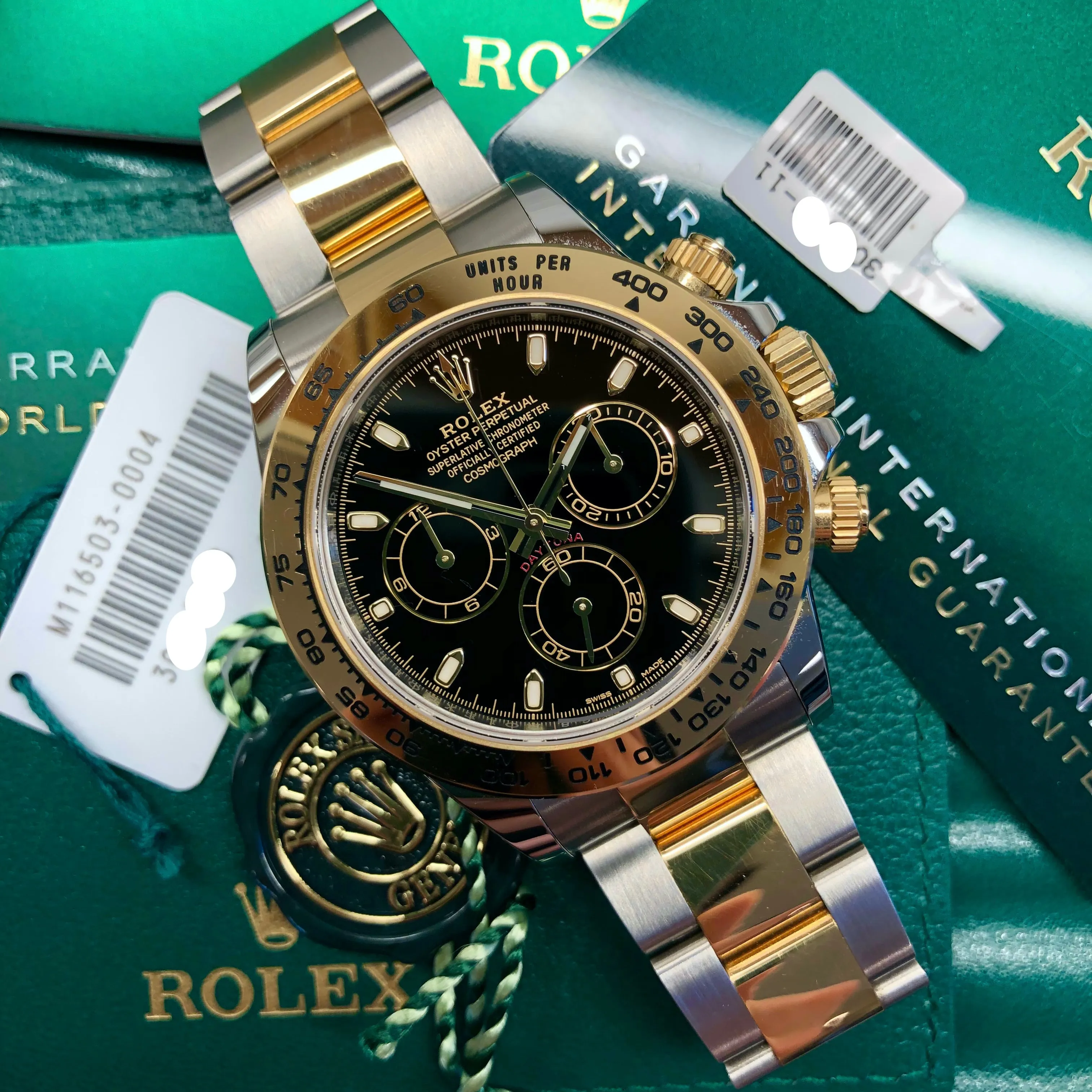 2021 Rolex Daytona Cosmograph 116503 Black Two Tone Chronograph Box Papers