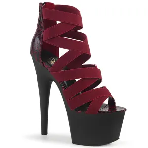 7 Inch Heel ADORE-748SP Wine Elastic Band