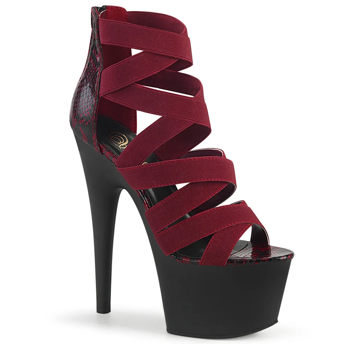 7 Inch Heel ADORE-748SP Wine Elastic Band