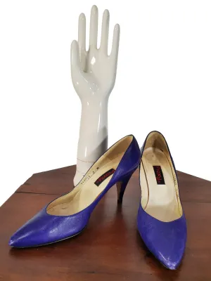 80s Purple Leather High Heels - 6.5, 7