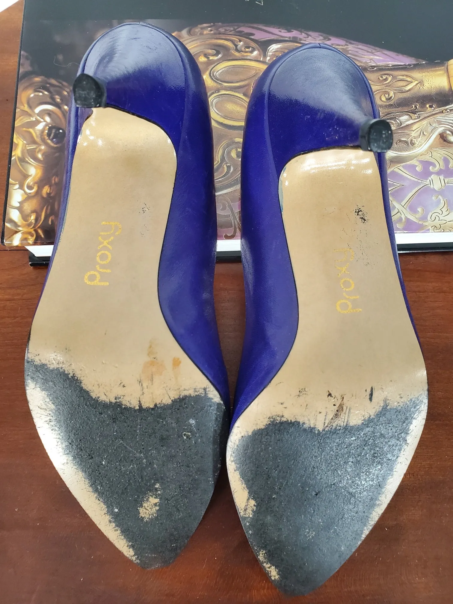 80s Purple Leather High Heels - 6.5, 7
