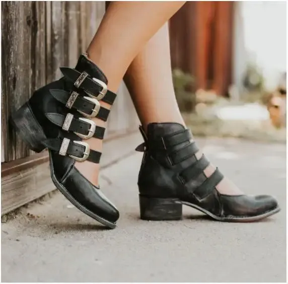 Adelaide | Vintage Leather Heels with Buckle for Women