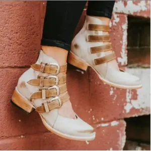 Adelaide | Vintage Leather Heels with Buckle for Women