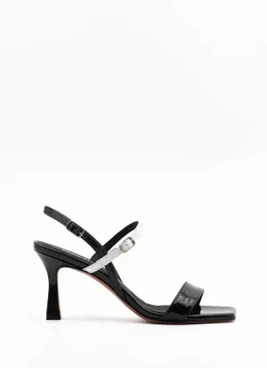 Barely there sandals in black patent