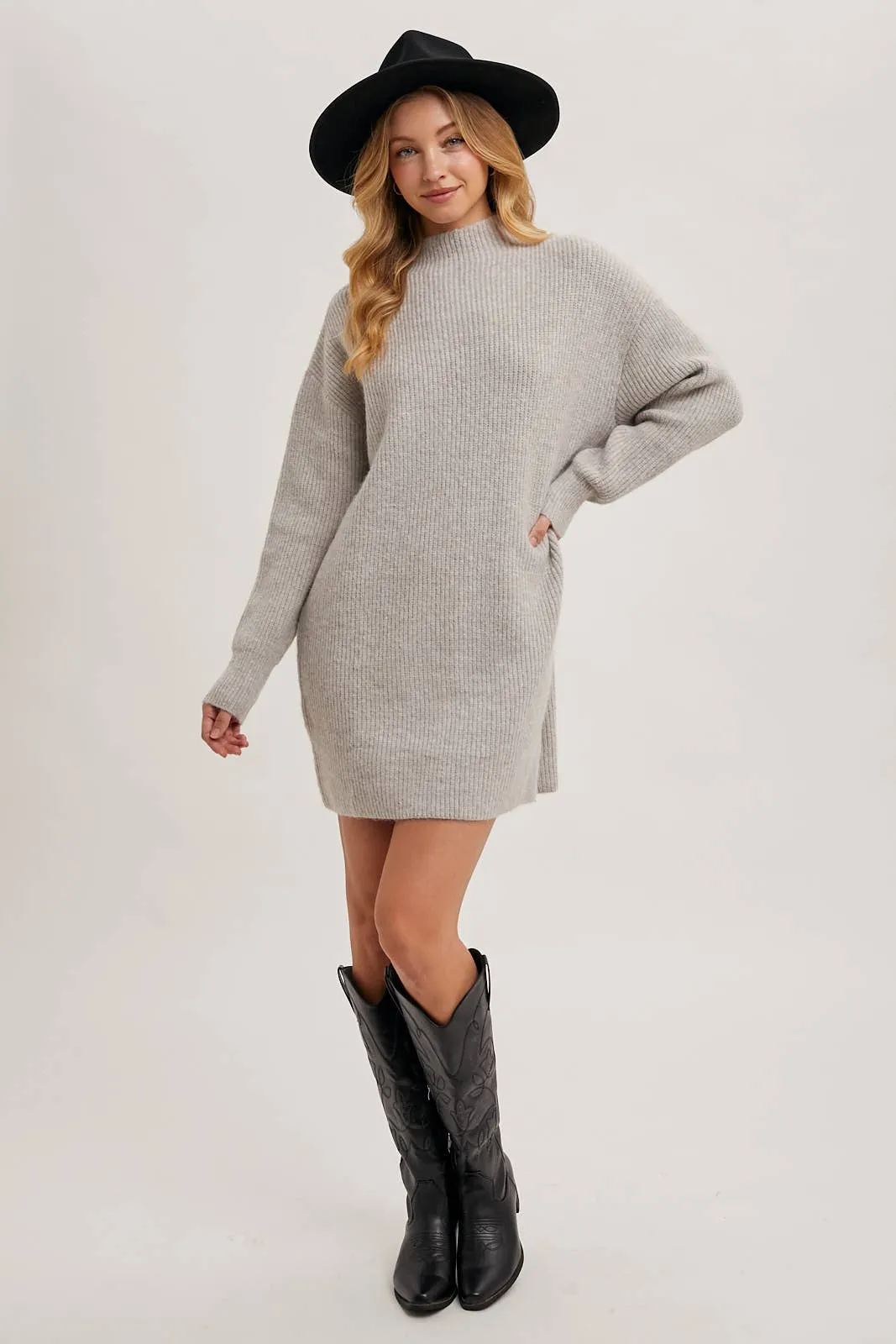 Birch Mock Neck Mini Sweater Dress