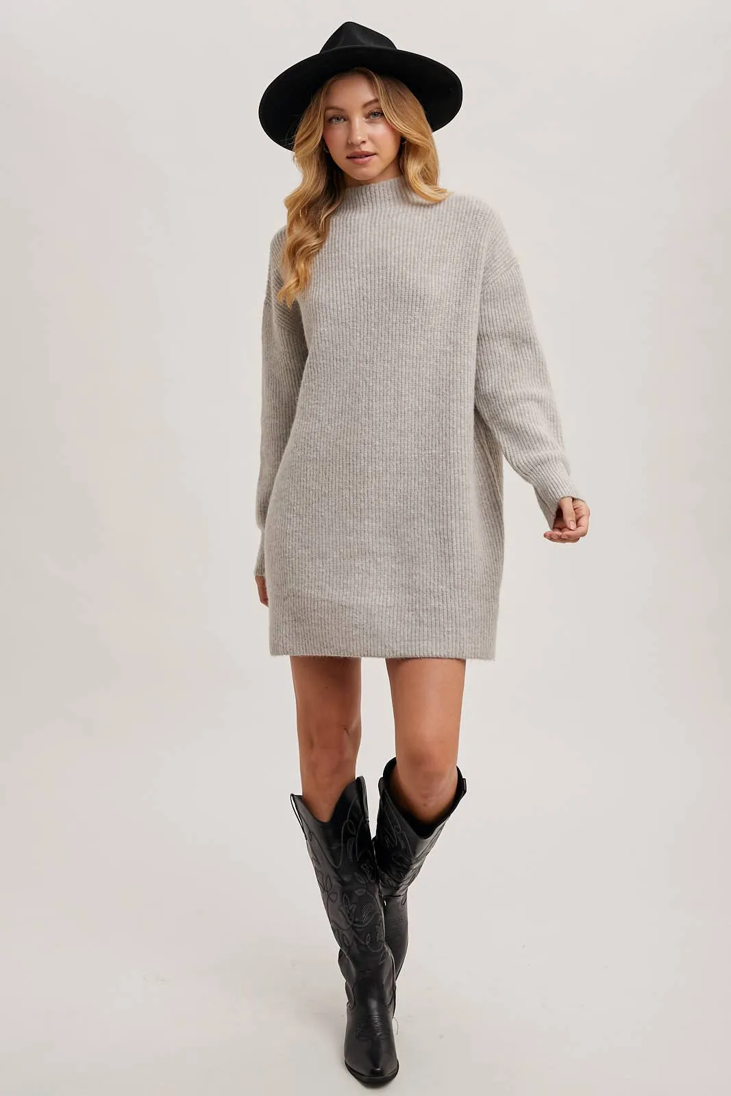Birch Mock Neck Mini Sweater Dress