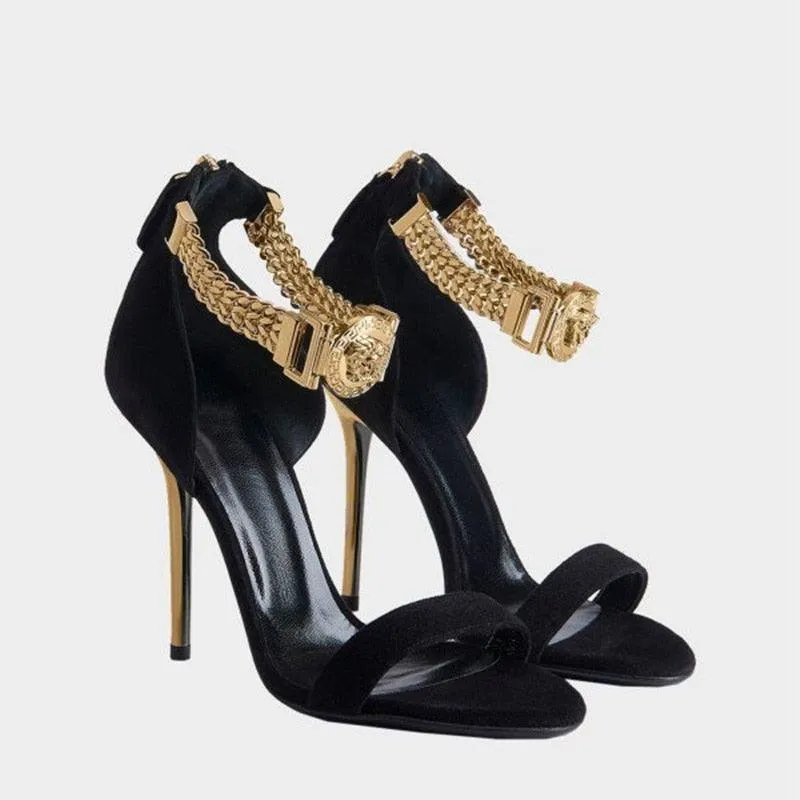 Black and Gold Luxury Crystal Stilettos