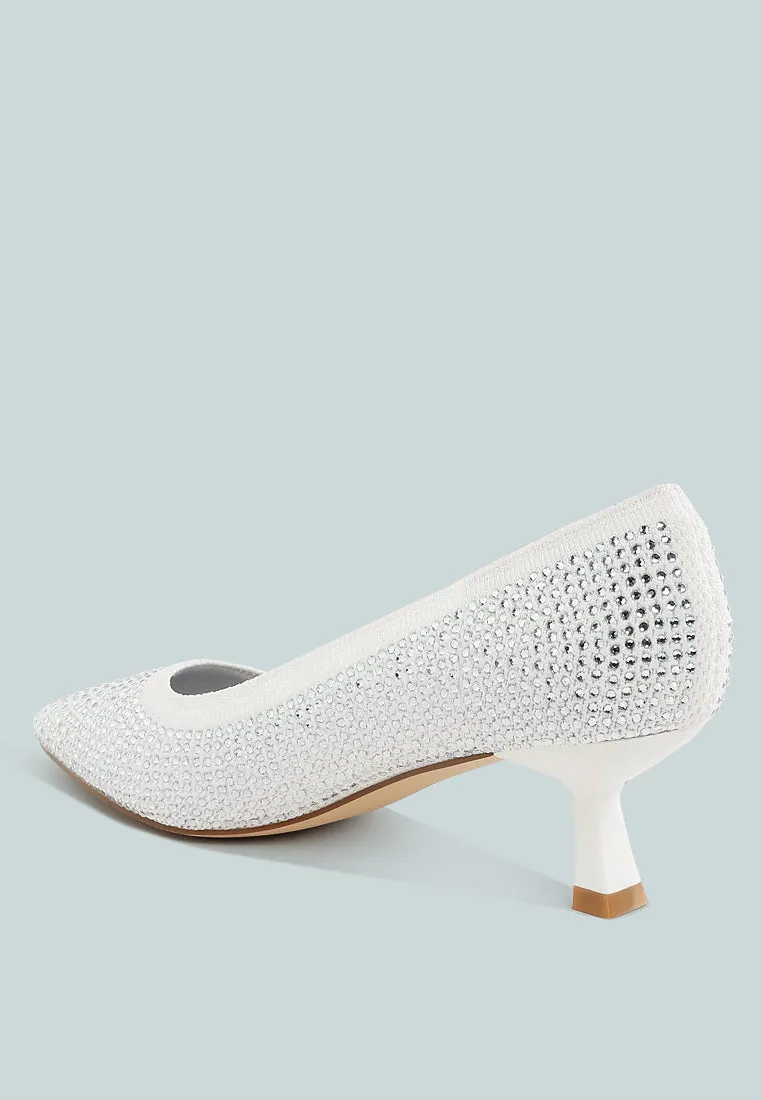 Breathable Flyknit Rhinestone Pumps By RUW