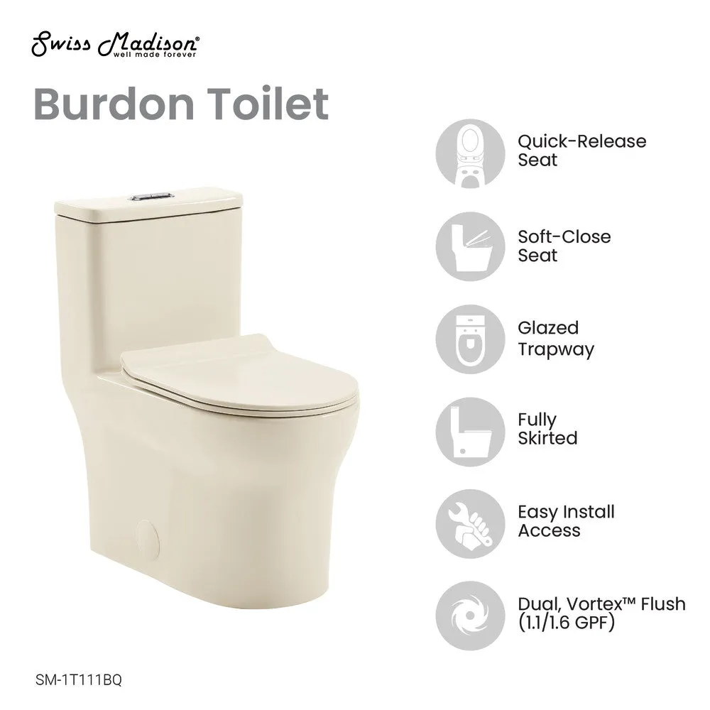 Burdon One Piece Square Toilet Dual Flush 1.1/1.6 gpf in Bisque