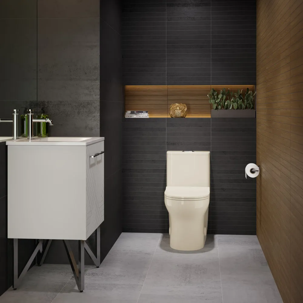 Burdon One Piece Square Toilet Dual Flush 1.1/1.6 gpf in Bisque