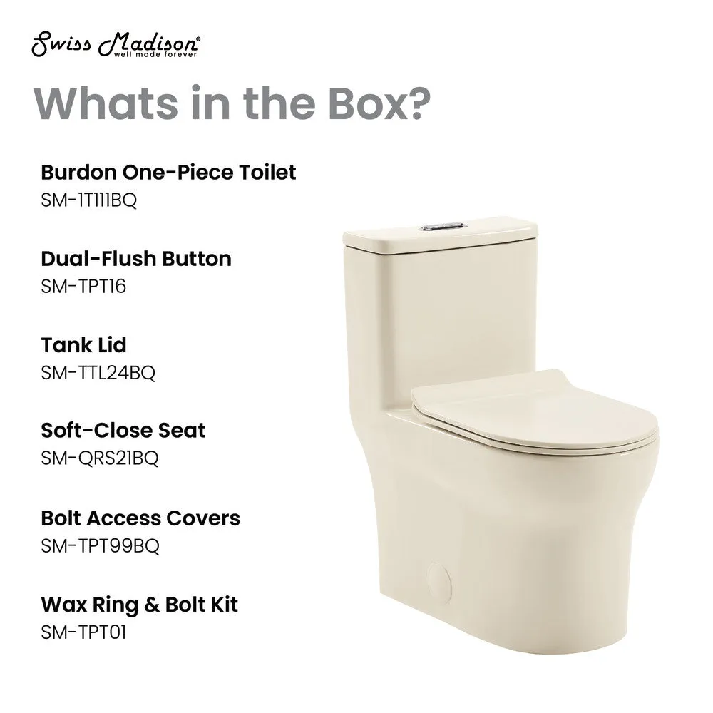 Burdon One Piece Square Toilet Dual Flush 1.1/1.6 gpf in Bisque