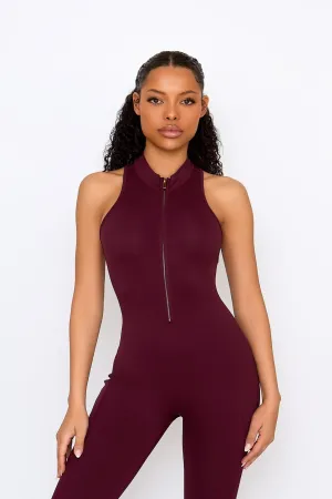 Burgundy Zip Jumpsuit