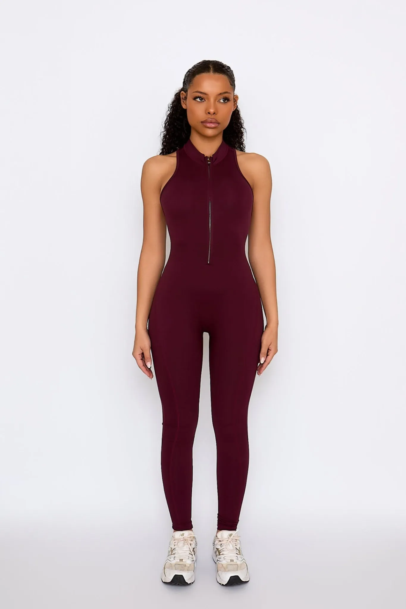 Burgundy Zip Jumpsuit