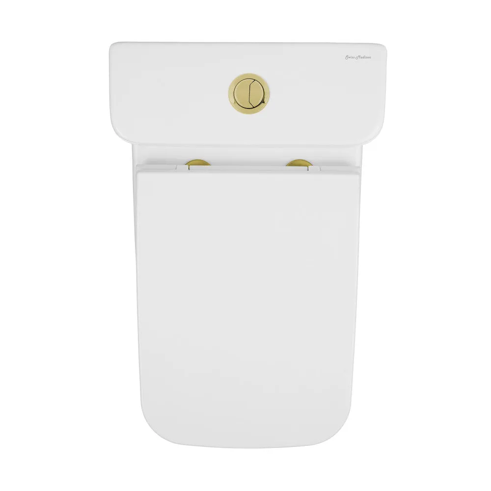 Carre One Piece Square Toilet Dual Flush, Brushed Gold Hardware 1.1/1.6 gpf