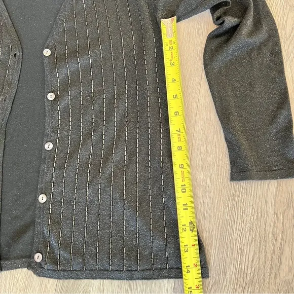 C'est City silk metallic beaded sweater set V cardigan over tank black knit