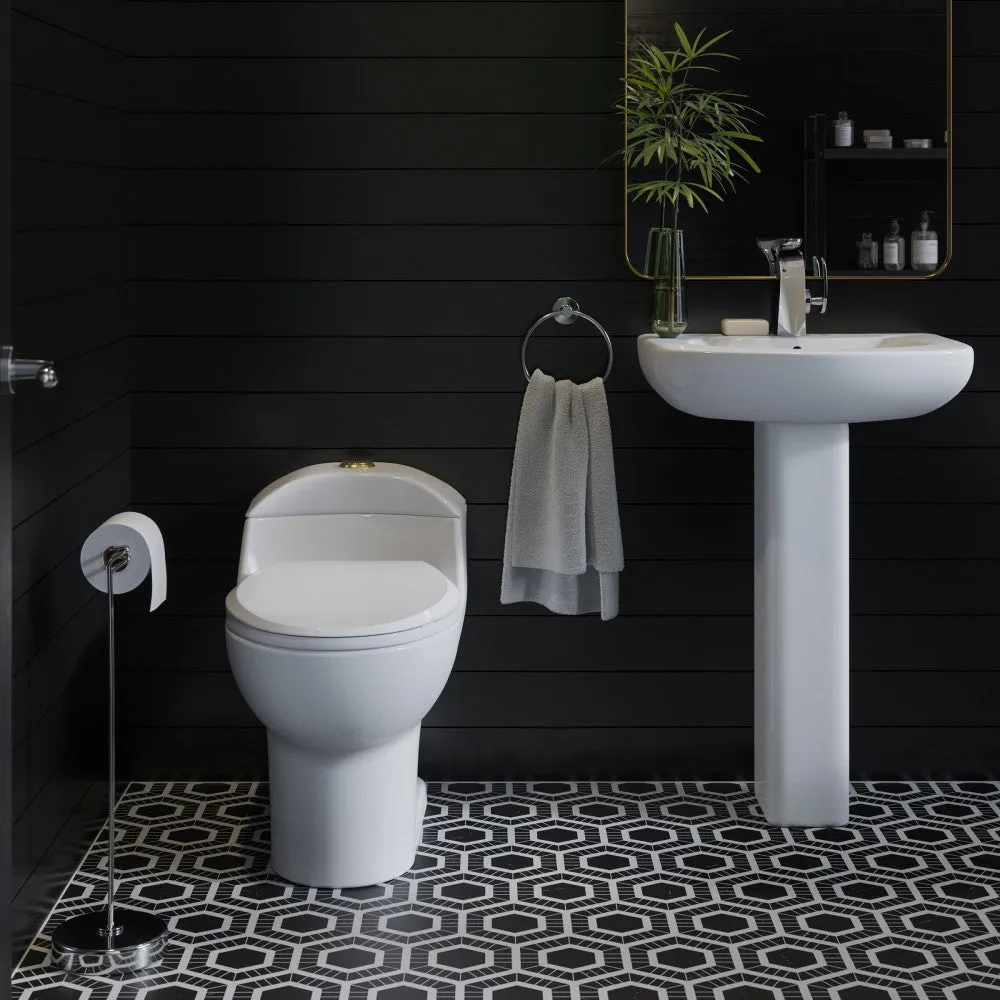 Chateau One Piece Elongated Toilet Dual Flush, Brushed Gold Hardware 1.1/1.6 gpf