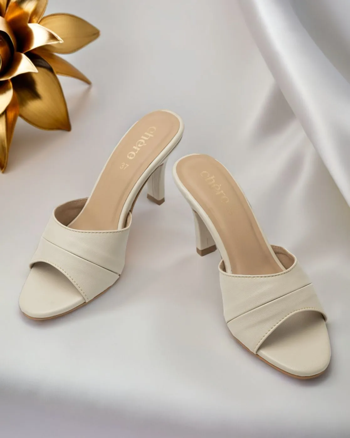 Chere Elegant Minimalist Block Heel Mules – Ivory