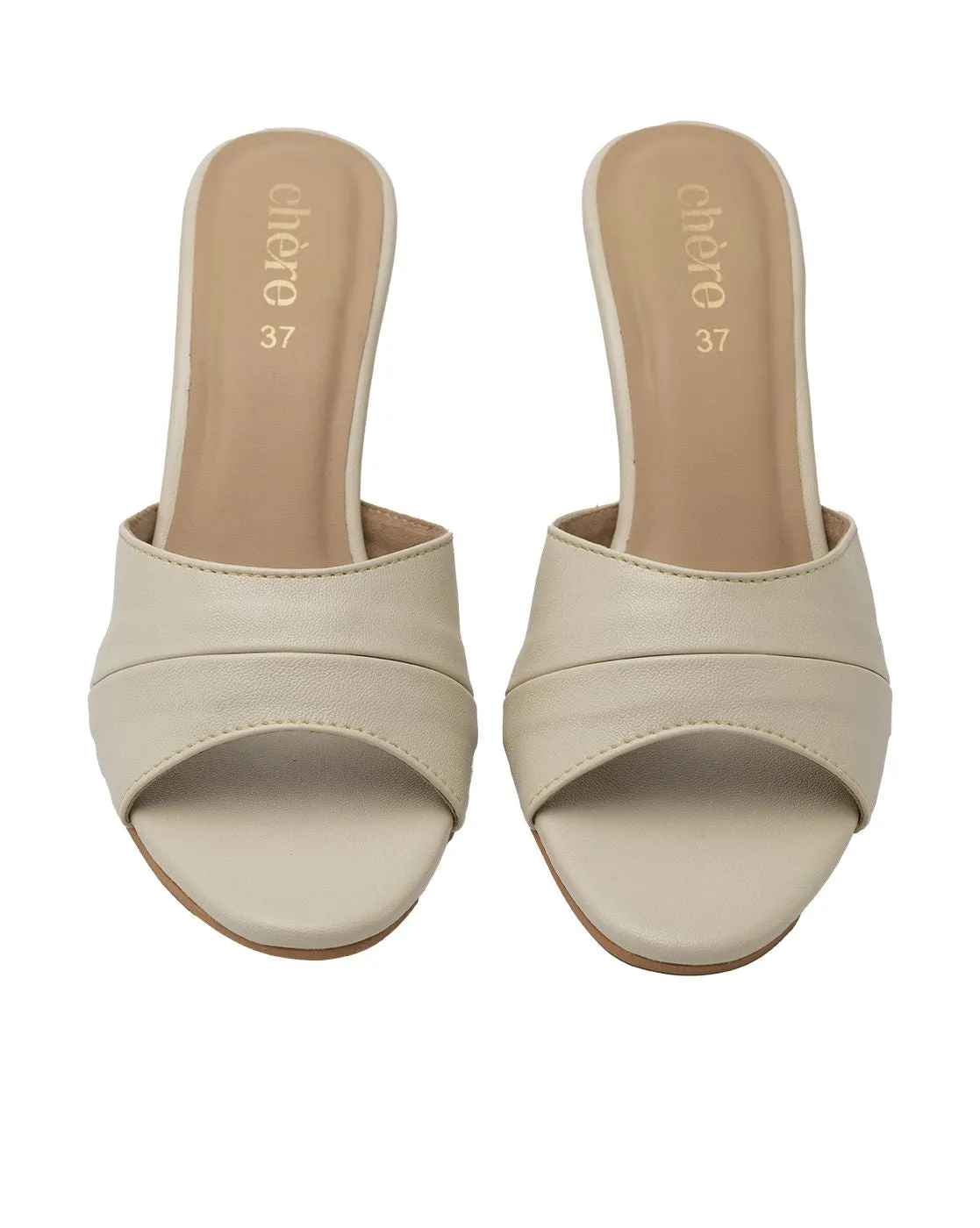 Chere Elegant Minimalist Block Heel Mules – Ivory