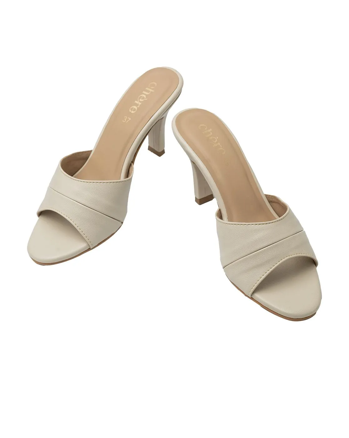 Chere Elegant Minimalist Block Heel Mules – Ivory