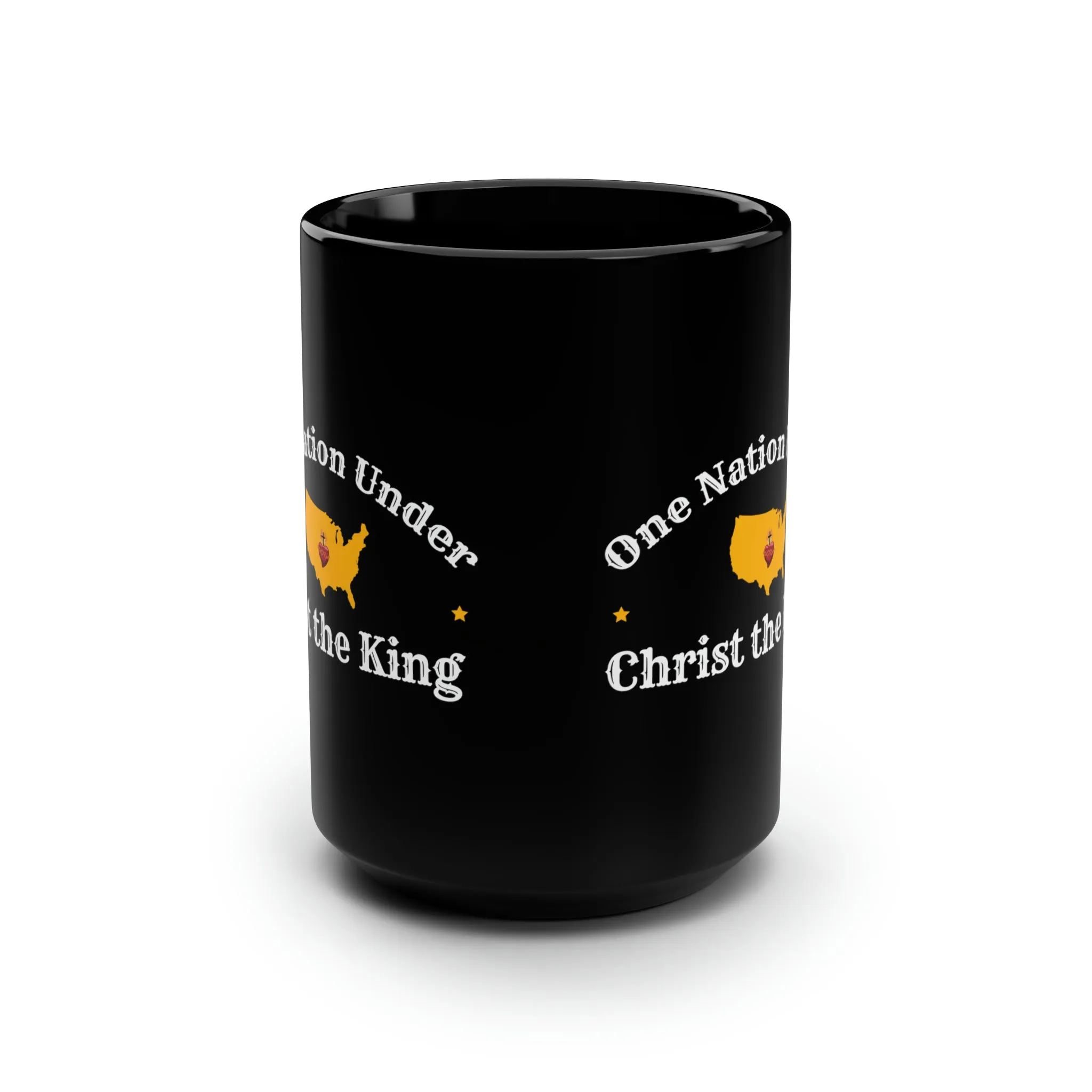 Christian Catholic One Nation Under Christ the King Christian Catholic Black Mug, 15oz