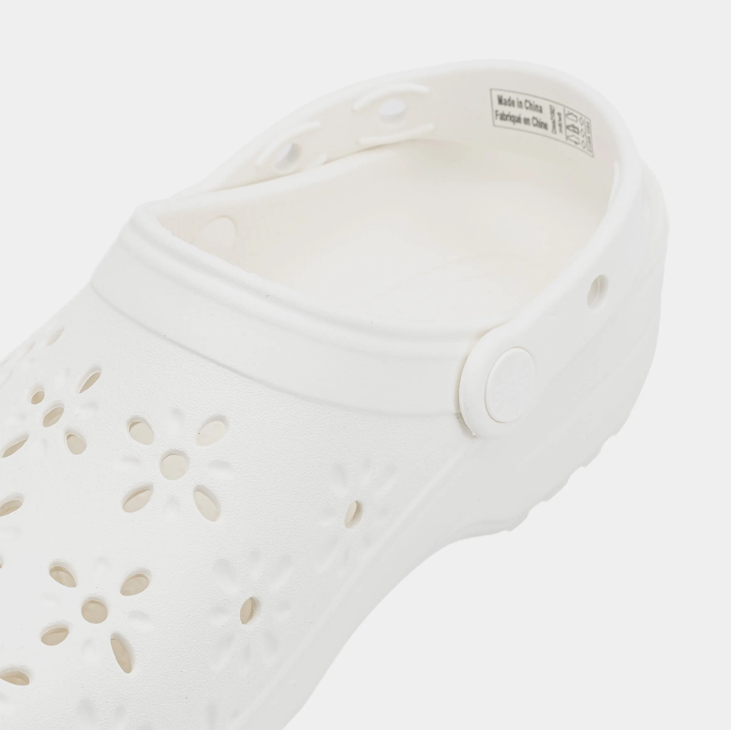 Classic Clog Floral Cut Out Womens Sandals (White)