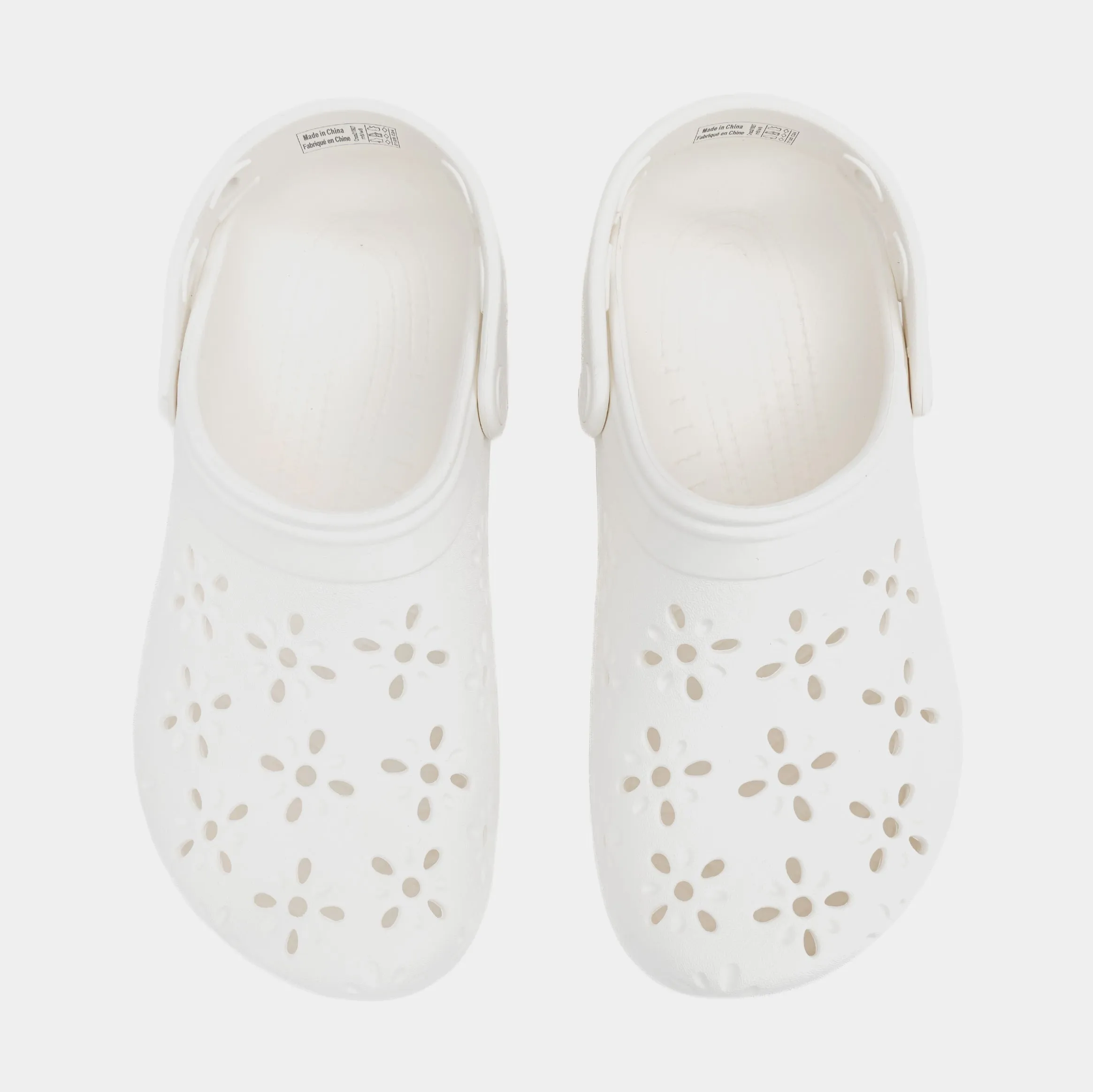 Classic Clog Floral Cut Out Womens Sandals (White)