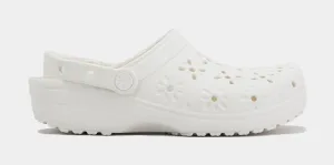Classic Clog Floral Cut Out Womens Sandals (White)