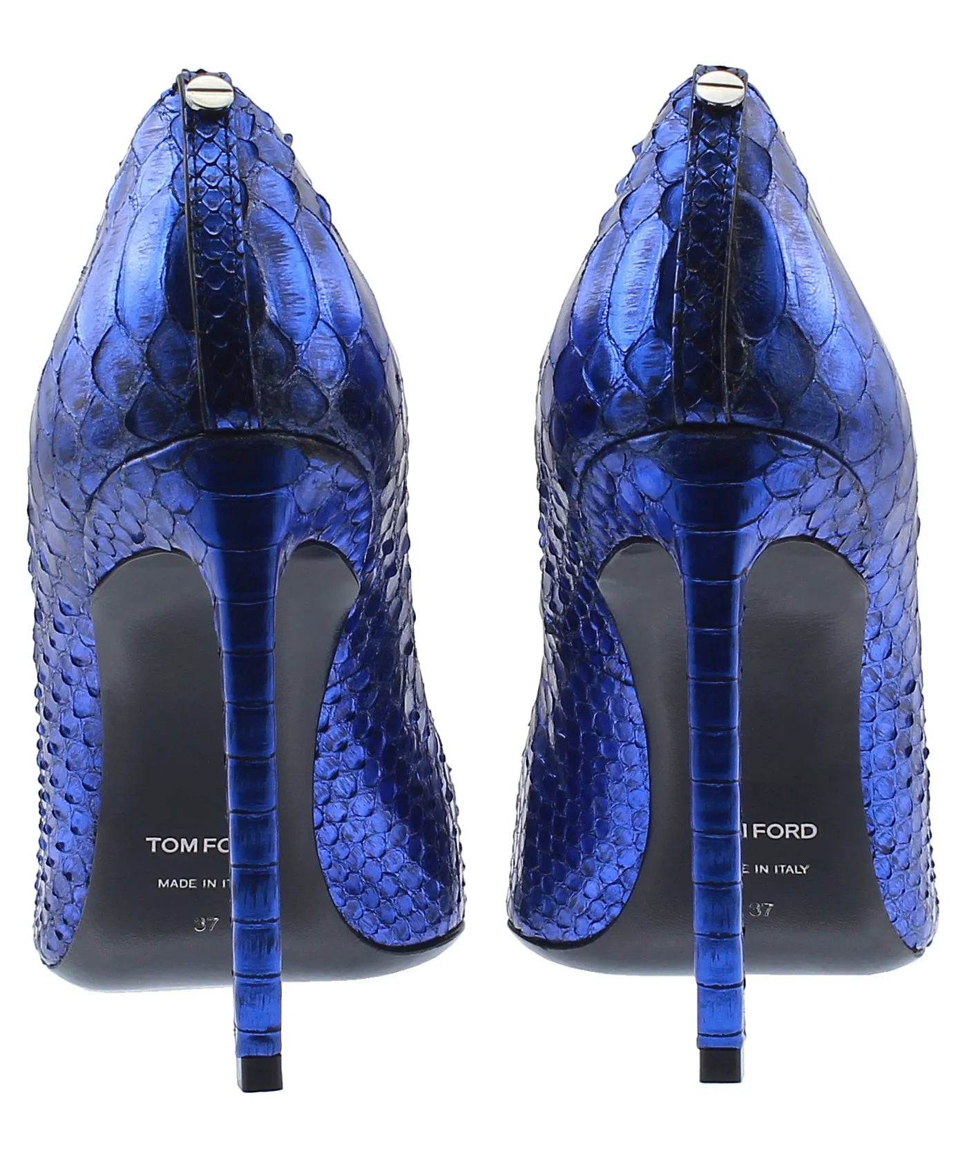 Classic T-Screw Pointed Python Leather Pumps
