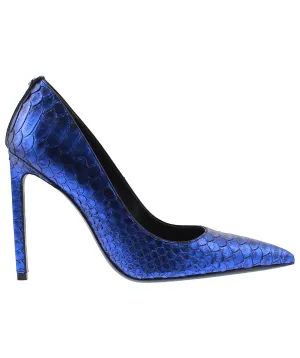 Classic T-Screw Pointed Python Leather Pumps