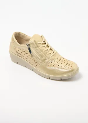 Comfort width zipped sneakers