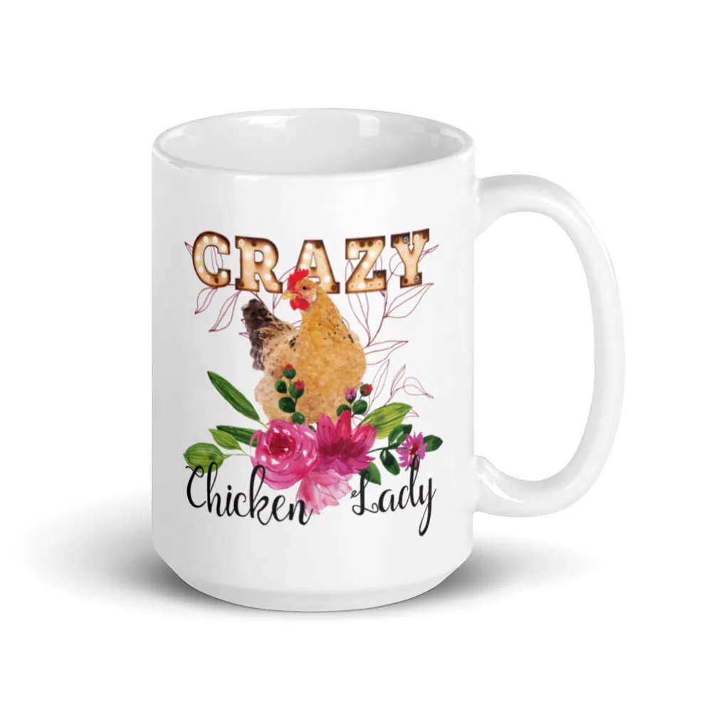 Crazy Chicken Lady Floral Mug