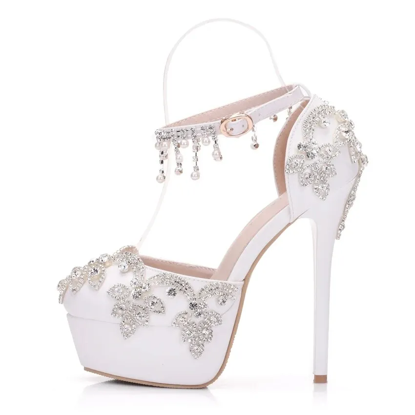 Crystal Queen Round Toe Super High Skinny Stiletto Heels