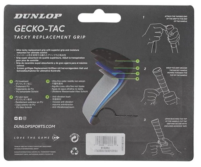 Dunlop Gecko-Tac Replacement Badminton Grip - Black