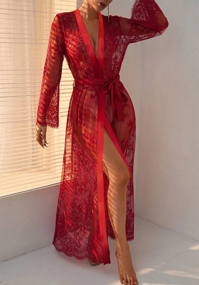 Elegant Long Sleeve Lace Lingerie Dress for Sultry Nights