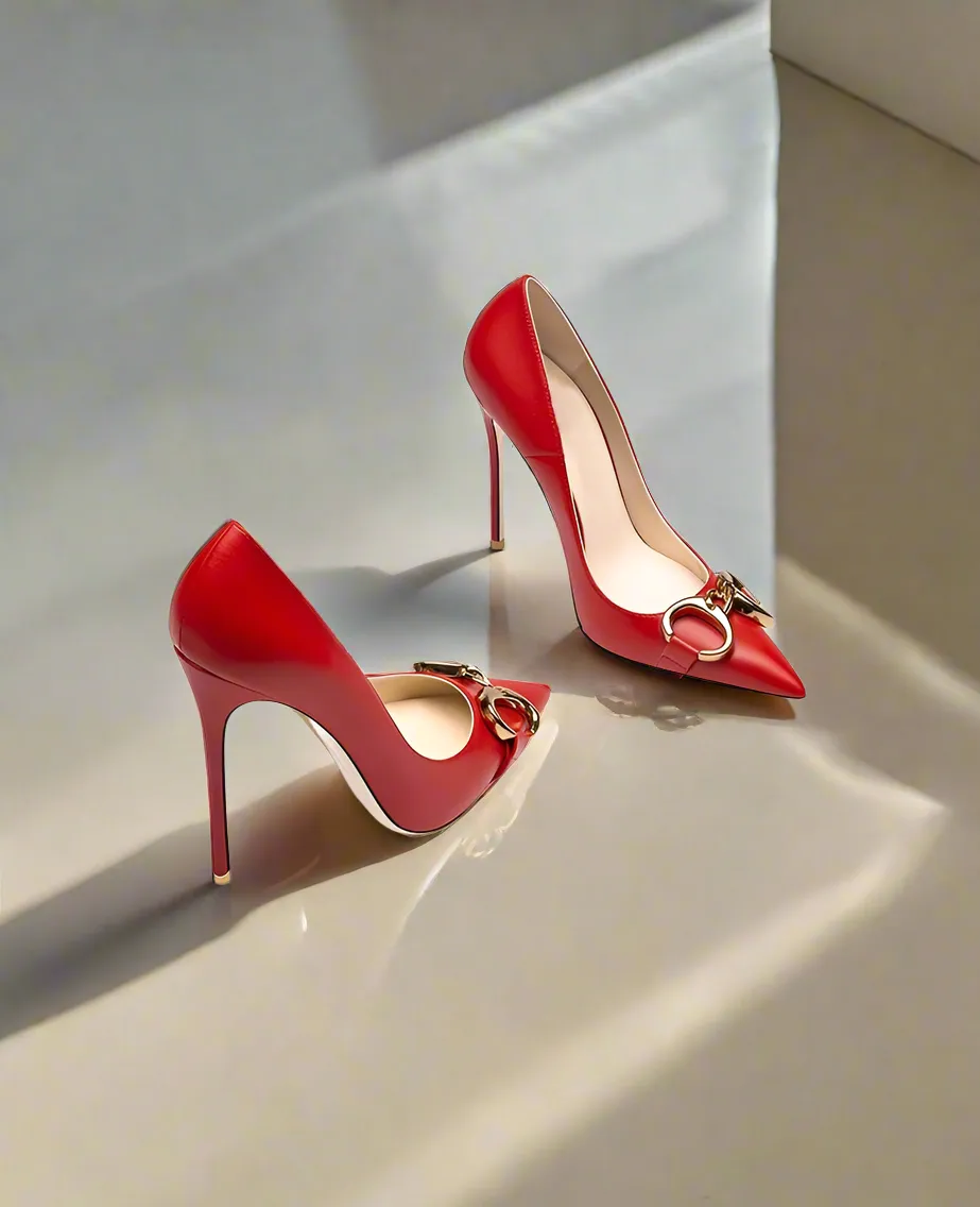 Ellie Leather Red Heels