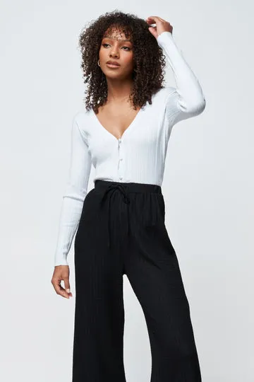 Ellis Button-Front Knit Top - White