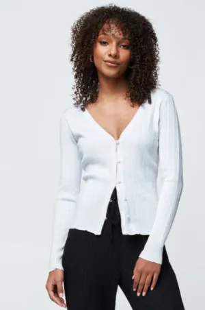 Ellis Button-Front Knit Top - White