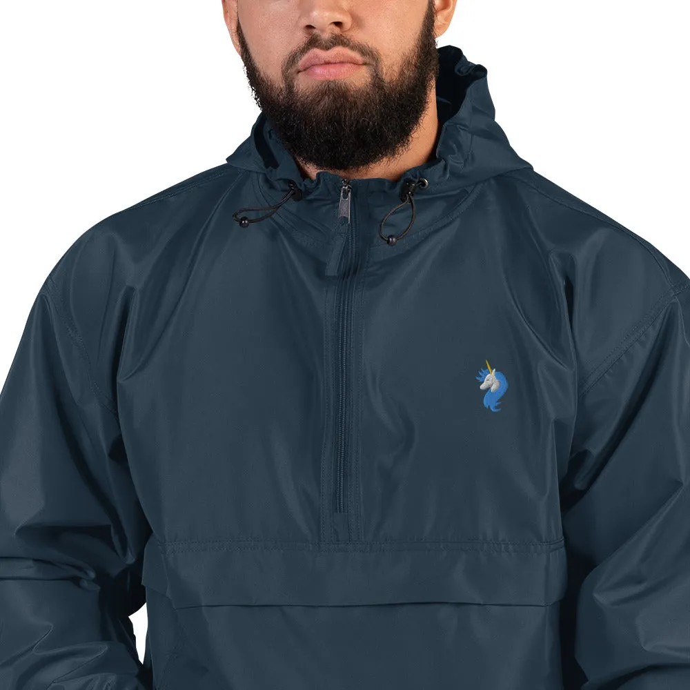 Embroidered Champion Unicorn Logo Packable Wind and Rain Jacket by #unicorntrends