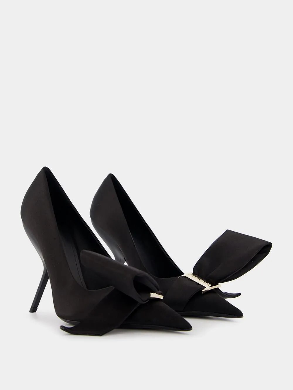 Erica Bow-Detailed Satin Pumps