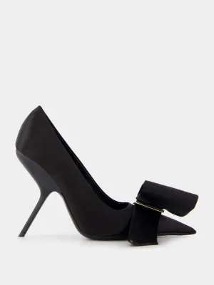 Erica Bow-Detailed Satin Pumps