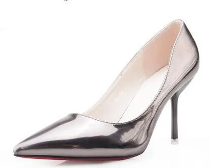 Fashion shoes women Pumps female shoes leather nude pointed toe heeled shoes women thin heels bridal wedding shoes