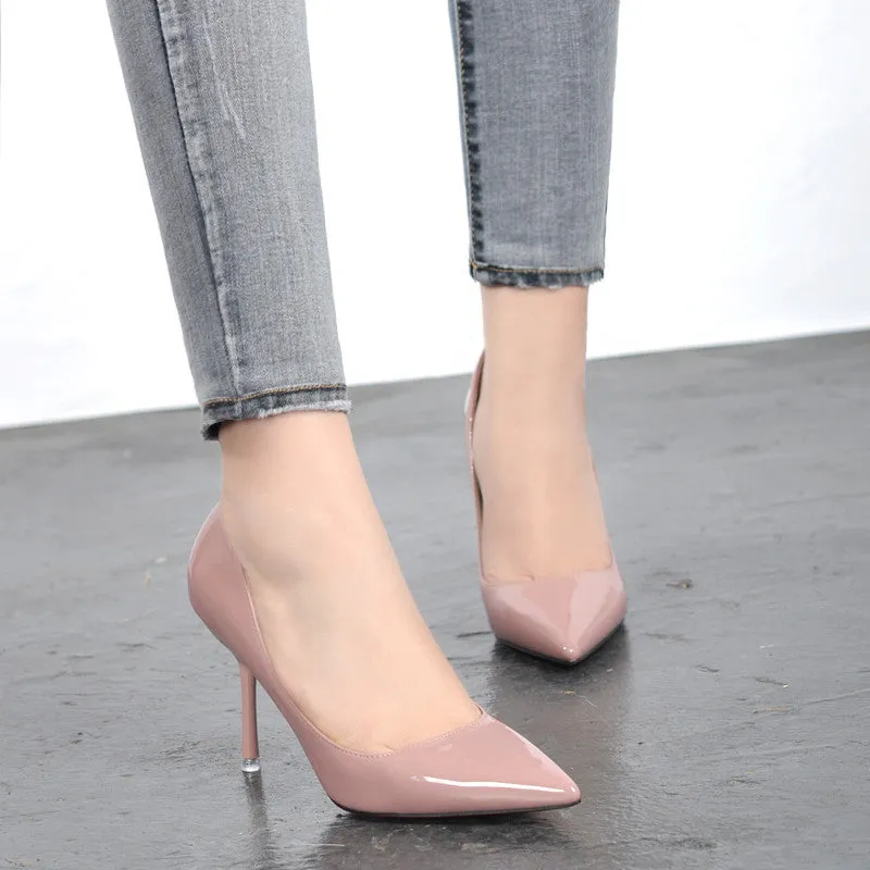 Fashion shoes women Pumps female shoes leather nude pointed toe heeled shoes women thin heels bridal wedding shoes