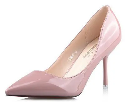 Fashion shoes women Pumps female shoes leather nude pointed toe heeled shoes women thin heels bridal wedding shoes
