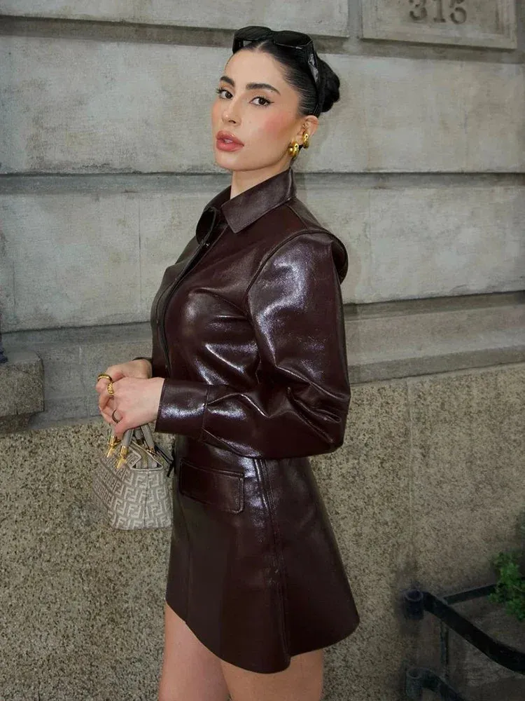 Faux Leather Blazer Dress | Sleek & Edgy | Power Statement