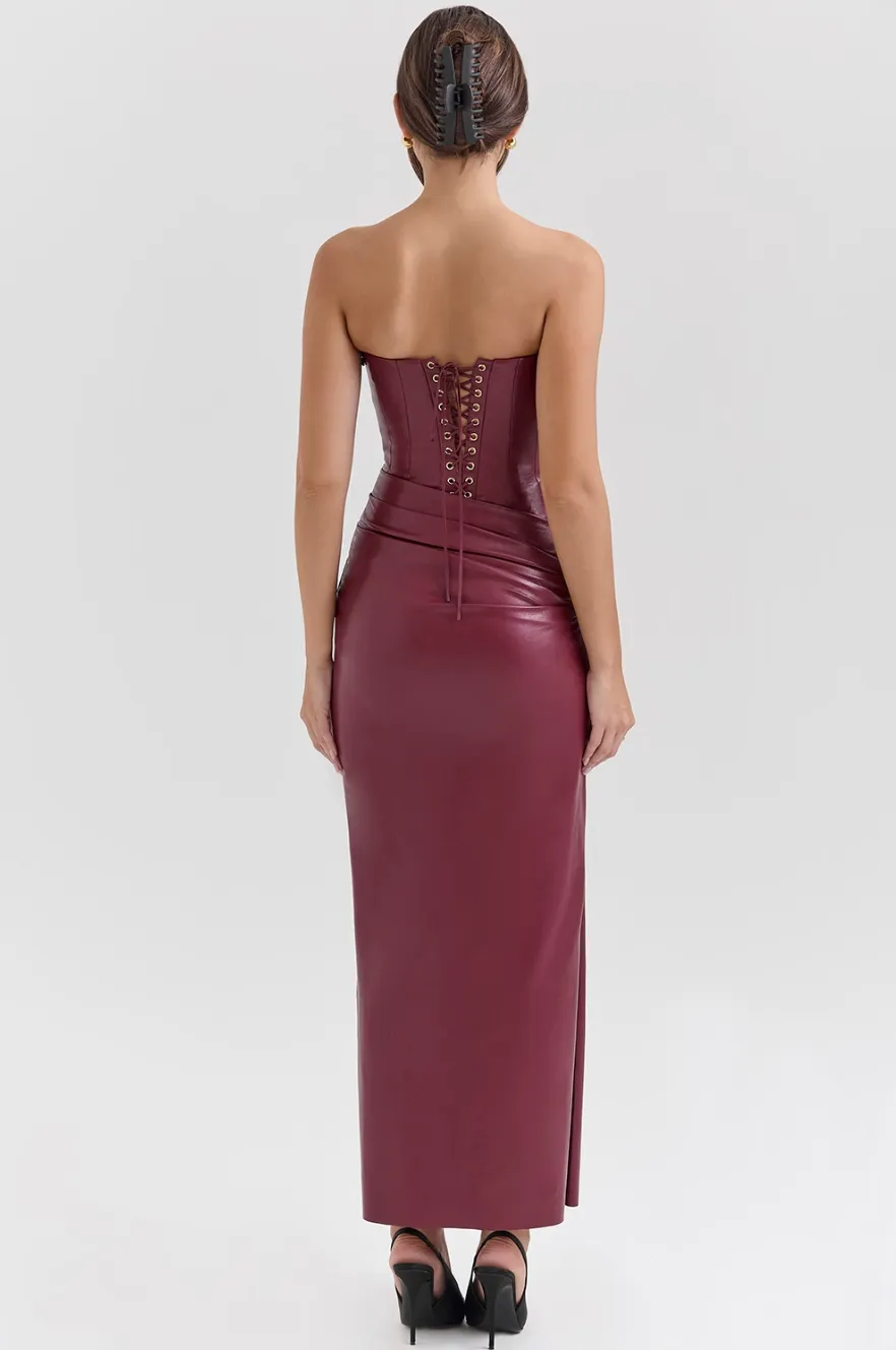 Faux Leather Maxi Dress | Strapless | Bold & Elegant
