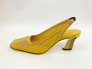 Fendi Nylon Slingback Pump Size 36.5 It (6.5 Us)