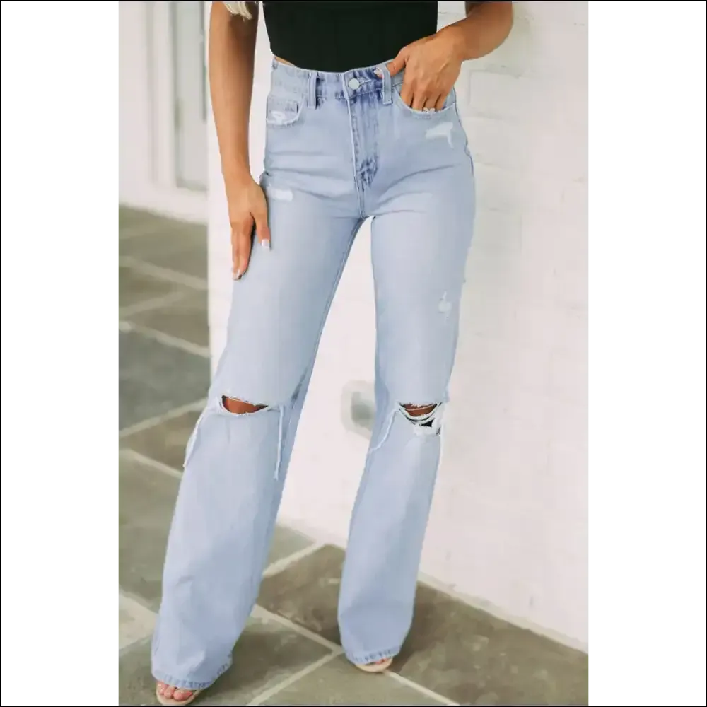 Get Ready to Turn Heads in Chic Distressed High Waist Jeans! 😏