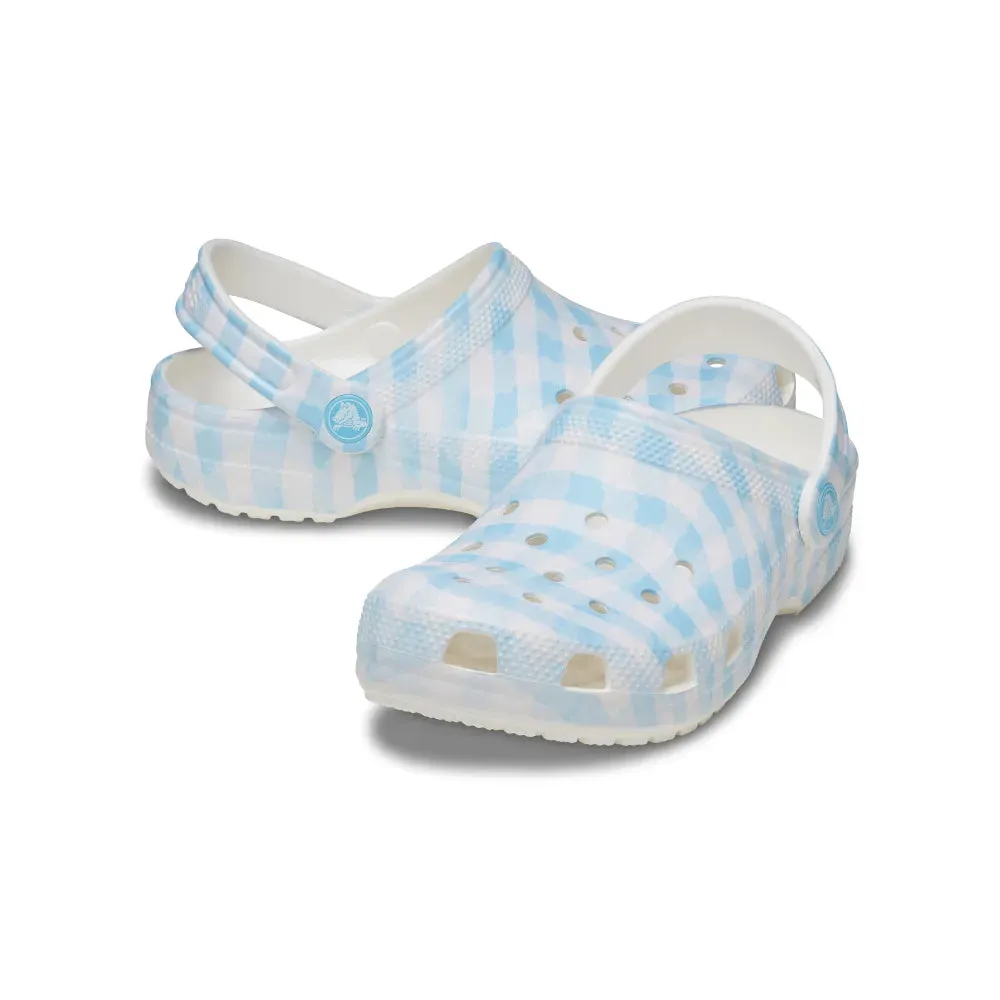 Giày Clog Unisex Crocs Classic Gingham - White/Blue