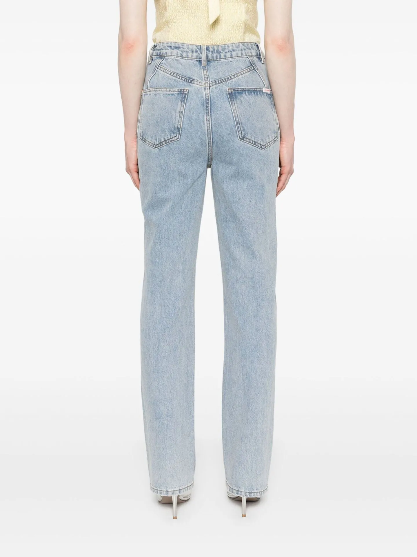 Glam High-Waisted Patchwork Rhinestone-Embellished Stretch Denim Jeans